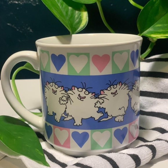 Sandra Boynton Mug Cats Hearts for Coffee Teacup 1980s Recycled Paper Company - Picture 1 of 7